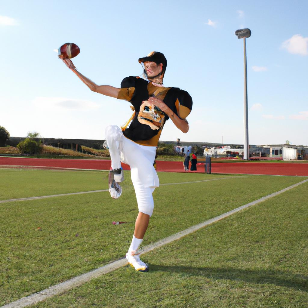 Football player throwing a pass